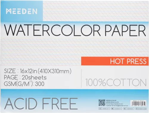 Miniatura 16 de Bloque de papel para acuarela MEEDEN, papel de acuarela 100% algodón de 20 hojas, 140 lb/300 gsm, papel de arte sin ácidos para acuarela, gouache