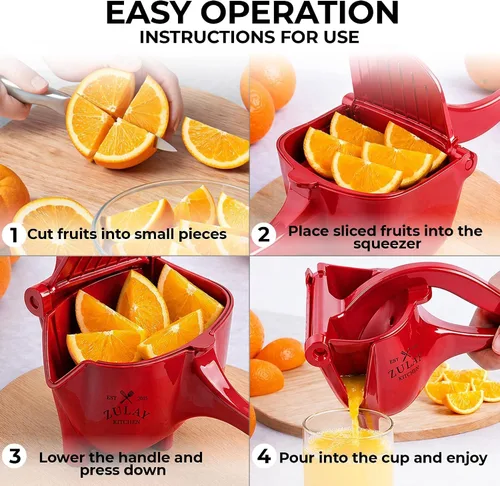 Miniatura 7 de Zulay - Exprimidor manual de frutas, exprimidor de jugos resistente con palanca desmontable y colador extraíble, prensa de frutas y exprimidor