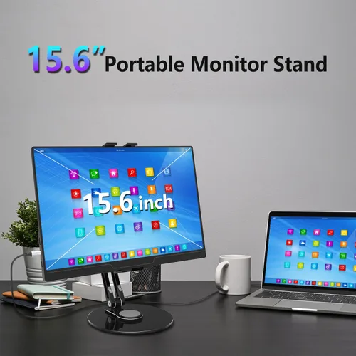 Miniatura 2 de Bimo Soporte para tablet para iPad, soporte de monitor portátil para 15.6 pulgadas, 16 pulgadas, base giratoria de 360° para Kindle de 4.7 a 16