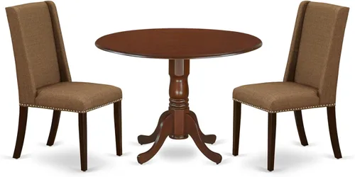 Miniatura 20 de East West Furniture DLFL3-ABK-21 - Juego de mesa de comedor de 3 piezas contiene una mesa de cocina redonda con gotas y 2 sillas de comedor Parsons