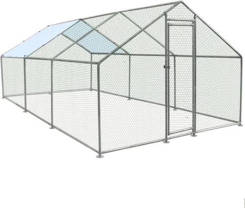 Miniatura 9 de Gallinero de metal para exteriores, extra grande, para gallineros, corren en jaula de aves de corral para patio con cubierta para pollos, conejos