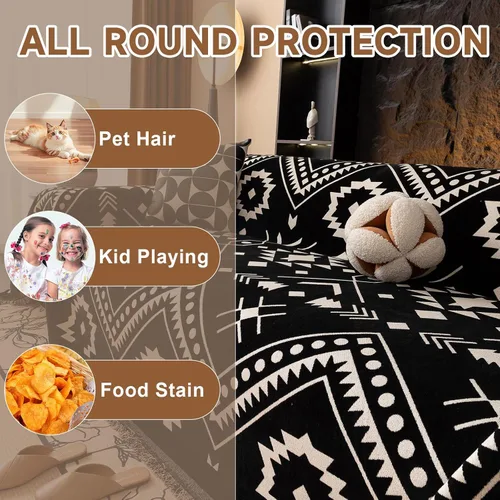 Miniatura 158 de VClife Fundas de sofá bohemio de felpilla para sofá seccional, fundas de sofá suaves y antideslizantes para sofá de 2 cojines, protector de muebles