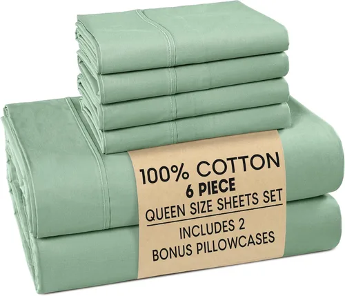 Miniatura 84 de Casa Platino Sábanas de cama individual XL, sábanas de 100 % algodón con 2 fundas de almohada, tejido percal crujiente y sensación acogedora, verde