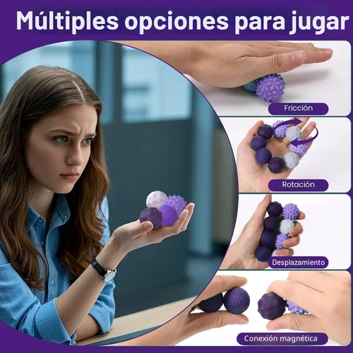 Miniatura 5 de BUSOHA Bolas Fidget de Silicona - Paquete de 4 Juguetes Fidget para Adultos Juguetes Sensoriales Pelotas Antiestrés para Adultos Adolescentes Morado