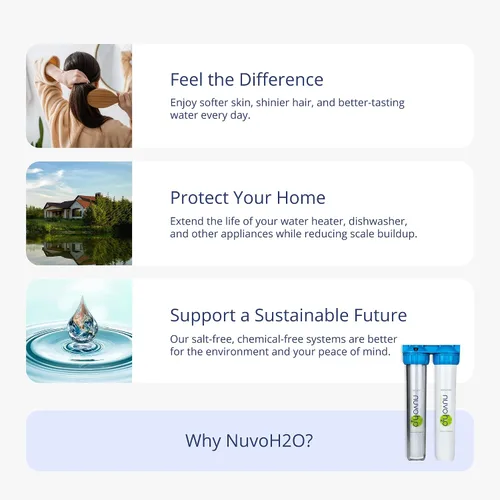 Miniatura 5 de NuvoH2O Sistema de filtro de agua de 2 etapas a base de cítricos, sin sal + suavizante de agua y filtro de carbono, agua saludable y pura, elimina