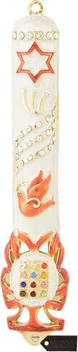 Miniatura 11 de Matashi Esmalte azul pintado a mano de 6 pulgadas Mezuzah adornado con espinilla hebrea, decoración de pared para puerta del hogar, decoración