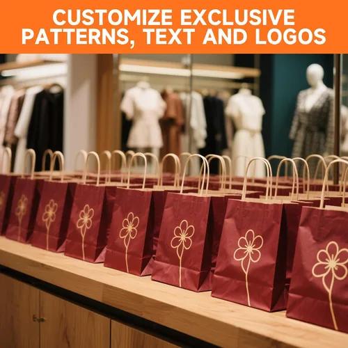 Miniatura 8 de METAPRINT 50 bolsas de papel kraft impresas personalizadas para pequeñas empresas, tamaño mediano de 8 x 4.5 x 10 pulgadas, bolsas de regalo