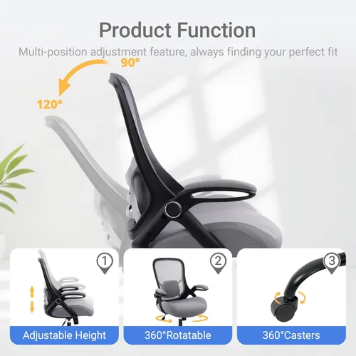 Miniatura 7 de HYLONE Silla de Oficina de Servicio Pesado de 400 libras, Silla de Escritorio Ergonómica con Asiento Engrosado de 5", con Reposabrazos Ajustables