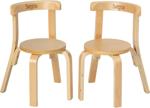 Miniatura 11 de Swegrow Silla de Madera para Niños, Silla para Niños Pequeños para Mesa, Sillas Apilables para Niños, Muebles de Madera para Niños para Familia/Sala