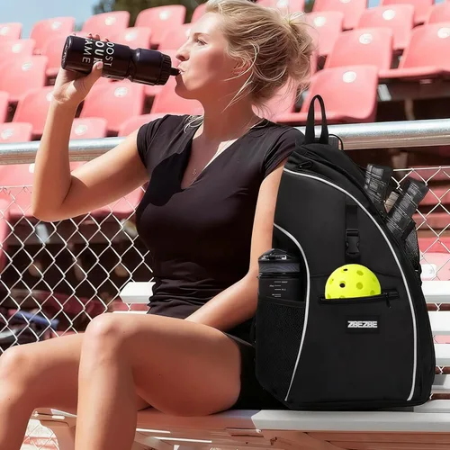 Miniatura 7 de Bolsa de pickleball, mochila de pickleball con soporte para botella de agua para hombres y mujeres Negro