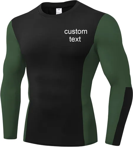 Miniatura 2 de 1 pieza de compresión para hombre, camiseta deportiva de manga larga, camiseta de entrenamiento personalizada con logotipo personalizado