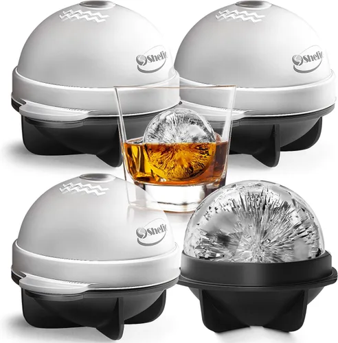 Moldes para cubitos de hielo Bourbon – Juego de moldes redondos para cubitos de hielo de 4 a 2.5 pulgadas – Sellado apretado, a prueba de fugas,