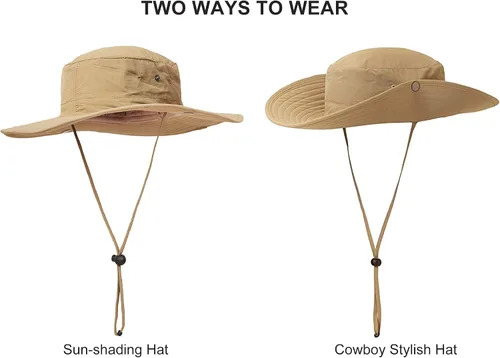 Miniatura 2 de Surblue Sombrero de sol de pesca de ala ancha para hombres y mujeres, protección solar a caqui