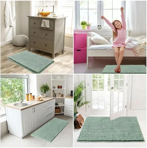 Miniatura 8 de CozeCube Alfombra de Baño Verde Salvia 59" x 24", Alfombras de Baño para Baño Antideslizantes, Alfombras de Baño Ultra Suaves Lavables, Alfombras