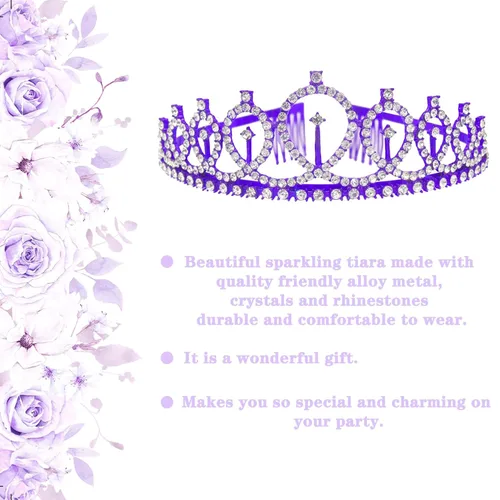 Miniatura 2 de Suministros para fiesta de cumpleaños número 20 para mujer, banda de feliz cumpleaños 20 y tiara de cumpleaños, coronas de princesa, decoraciones