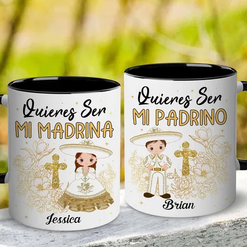 Miniatura 5 de WHIDOBE Juego de tazas de propuesta de padrinos personalizados, juego de tazas de padrino de bautizo personalizado, Bautizo Recuerdos Juego De 2
