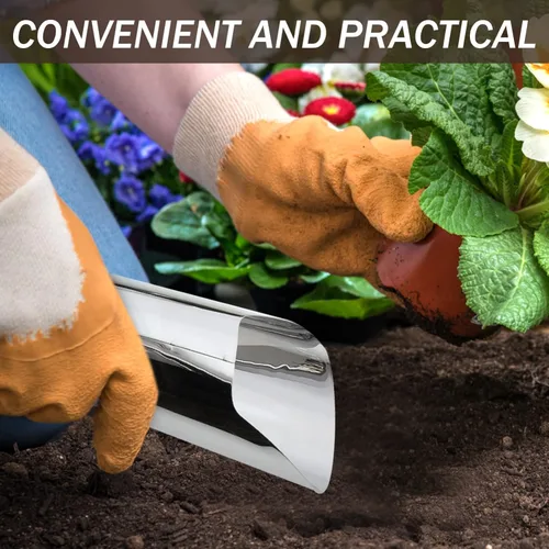 Miniatura 5 de Yardwe Pala de pala de cubo de acero inoxidable para cultivador interior de jardín para macetas