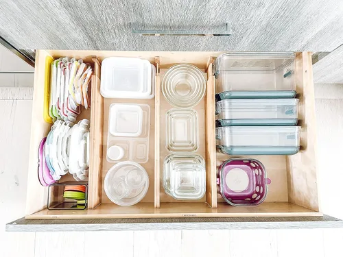 Miniatura 12 de Lipper International Divisores ajustables de madera de bambú para cajones de cocina y cómoda, 18 1/8 pulgadas a 22 pulgadas de profundidad x 5