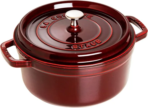 Staub Cocotte Redonda de Hierro Fundido de 5.5 cuartos - Grenadine, Hecho en Francia Granadina