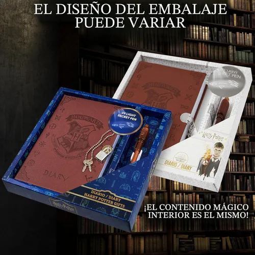 Miniatura 2 de Diario con candado de Harry Potter con bolígrafo de tinta invisible UV para niños, adolescentes, diario secreto con llave, páginas rayadas, Marrón