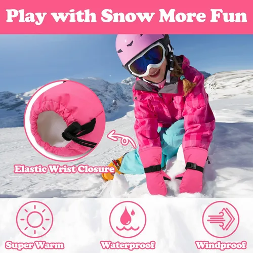Miniatura 10 de Sarfel Manoplas para niños pequeños, guantes impermeables de nieve y esquí para niños, guantes de invierno para bebés con Thinsulate