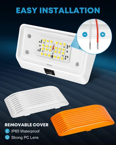 Miniatura 4 de Kohree Luz LED de 320 lúmenes para porche exterior con interruptor, luz de repuesto de 12 V para casas rodantes, remolques, cámpers, 5ª rueda, base
