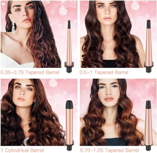 Miniatura 9 de USTAR Varita rizadora 5 en 1 para cabello largo, barriles de cerámica intercambiables de 0.35 a 1.25 pulgadas, rizador de viaje de doble voltaje