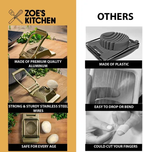 Miniatura 5 de Zoe's Kitchen Good Grip - Cortador de huevos duros para huevos duros, cortador de huevos de aluminio grande profesional de alta resistencia