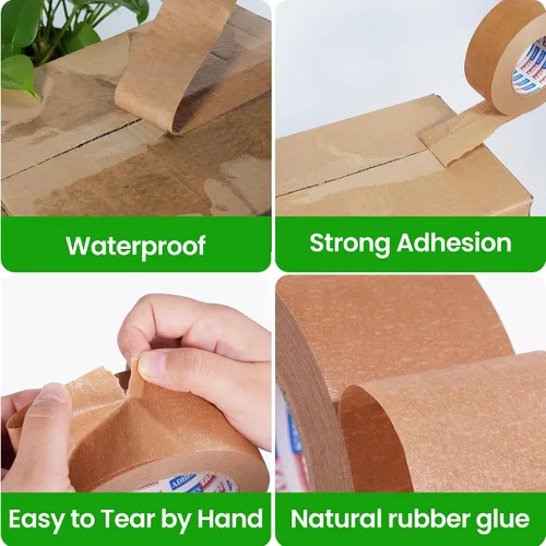 Miniatura 4 de Adhes - Cinta de embalaje de papel marrón biodegradable, 3 rollos de 2 pulgadas x 50 yardas, cinta de embalaje compostable y sin plástico, adhesivo