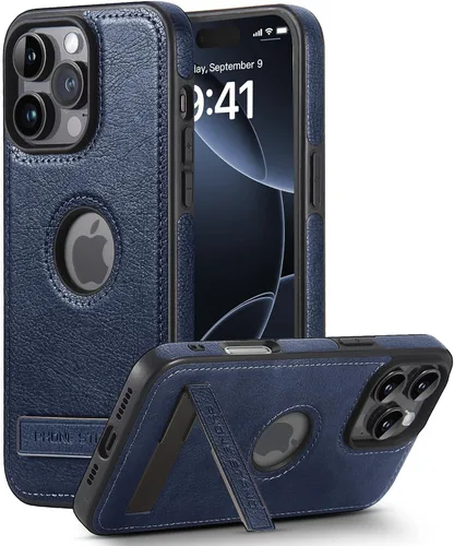 Miniatura 22 de Funda de cuero para iPhone 13 Pro, funda protectora delgada con función atril a prueba de golpes, soporte invisible integrado compatible con iPhone