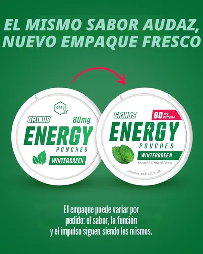 Miniatura 2 de Bolsas de energía Grinds - Bolsas de cafeína natural - Contiene vitaminas B, sin azúcar y 0 calorías - 80 mg de cafeína en cada bolsa - Genciana