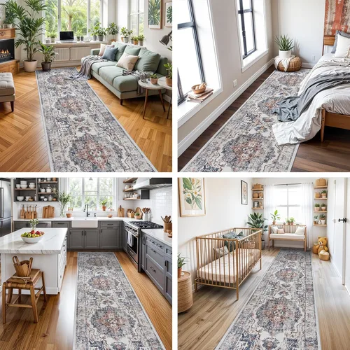 Miniatura 6 de Alfombra Lavable para Pasillo de 2x10 Pulgadas - Alfombras de Cocina para Entrada, Alfombra Vintage Suave, Alfombra Antideslizante para Piso