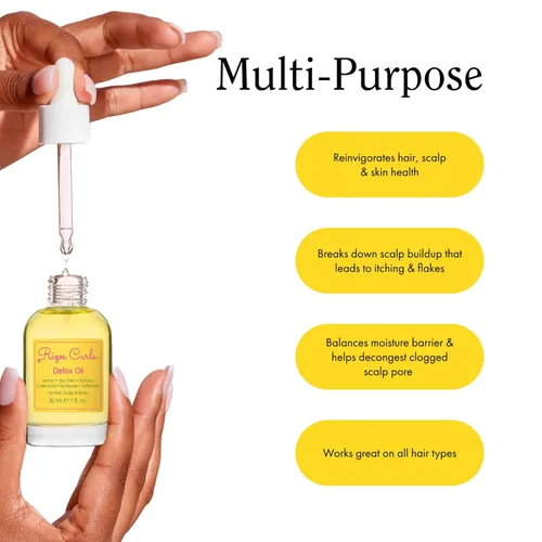 Miniatura 5 de Rizos Curls Aceite desintoxicante, desintoxica y equilibra el cuero cabelludo para reducir la acumulación y calmar la irritación, apoyar