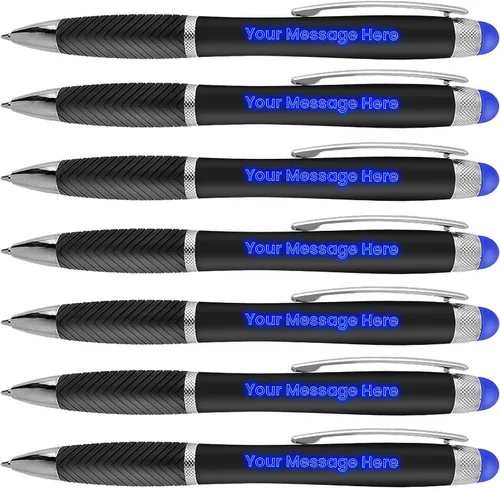 Miniatura 9 de Bolígrafos personalizados, paquete de 100 unidades, grabado láser sin granel, bolígrafo de 3 pulgadas, lápiz óptico y área personalizada con luz