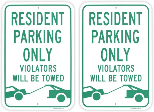 Miniatura 6 de Letrero grande con texto en inglés "Resident Parking Only Violators Will Be Towed", 18 x 12 pulgadas, letrero reflectante de aluminio 040, libre