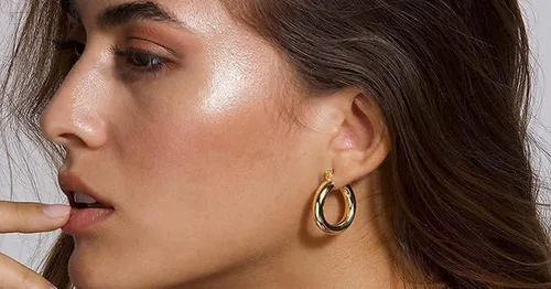 Miniatura 5 de BOUTIQUELOVIN - Aretes chapados en oro de 14 quilates con diseño cilíndrico, gruesos, hipoalergénicos y livianos para mujer