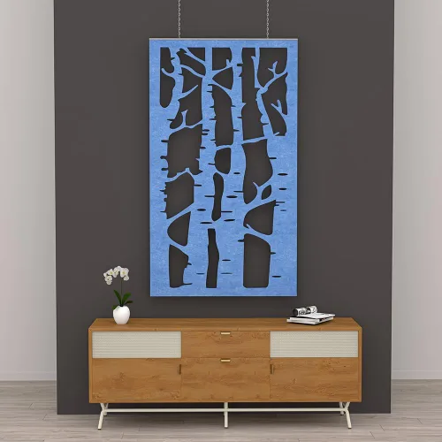 Miniatura 2 de Escape - Panel suspendido a prueba de sonido, diseño de árbol de abedul, arte de pared acústico para colgar, material reciclado ecológico, 4 x 2