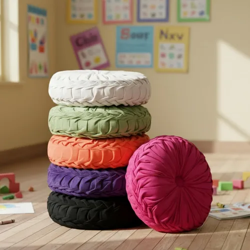 Miniatura 13 de Yerliker 6 cojines de suelo redondos de terciopelo de 15 pulgadas, cojines flexibles y coloridos para sofá, silla, sala de estar, dormitorio