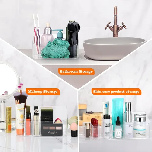 Miniatura 5 de Bandeja organizadora de maquillaje transparente, vitrina de cosméticos, pequeño organizador de maquillaje para tocador, baño, encimera, encimera