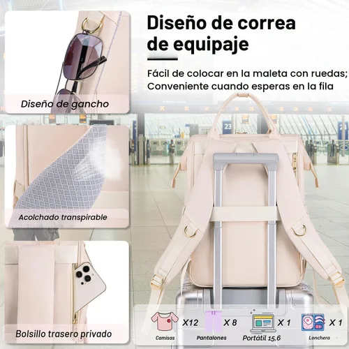 Miniatura 5 de Mochila para Almuerzo Weitars - Mochila para Laptop de 15.6 Pulgadas para Mujeres, para Viaje y Trabajo, Beige, Vacaciones