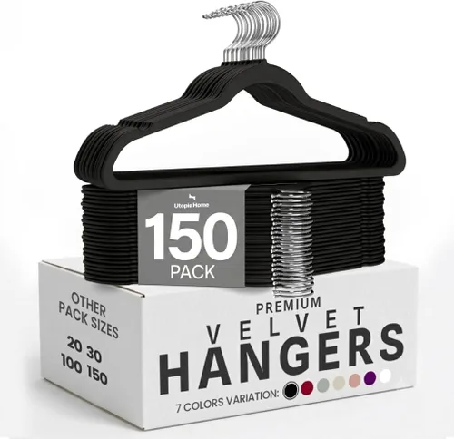 Miniatura 22 de Utopia Home Velvet Hanger - Paquete de 100 perchas delgadas antideslizantes de lujo para pantalones y abrigos, perchas fuertes que ahorran espacio