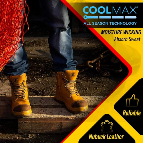 Miniatura 3 de ROCKROOSTER Botas de trabajo para hombre, 7 pulgadas, puntera de acero, cremallera lateral, zapatos de cuero, control estático, transpirables
