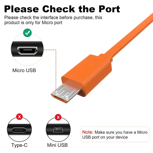 Miniatura 3 de Cable micro USB para altavoz JBL compatible con JBL Charge 3, Charge 2, Charge 2+, Flip 4, Flip 3, Flip 2, Pulse 3, Pulse 2, Go 2, Clip 2, Clip 2