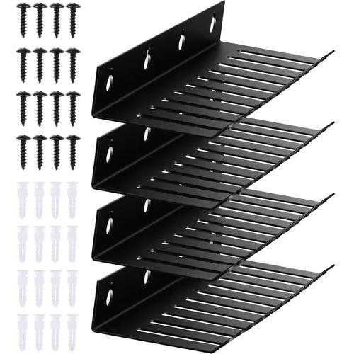 Beeveer Organizador de cables para montaje en pared, 4 unidades, color negro, con 10 ranuras para cables, 0.32 pulgadas de ancho para organizar