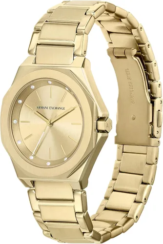 Miniatura 5 de AX Armani Exchange Reloj para mujer, reloj octogonal de tres manecillas para mujer con correa de acero inoxidable o silicona