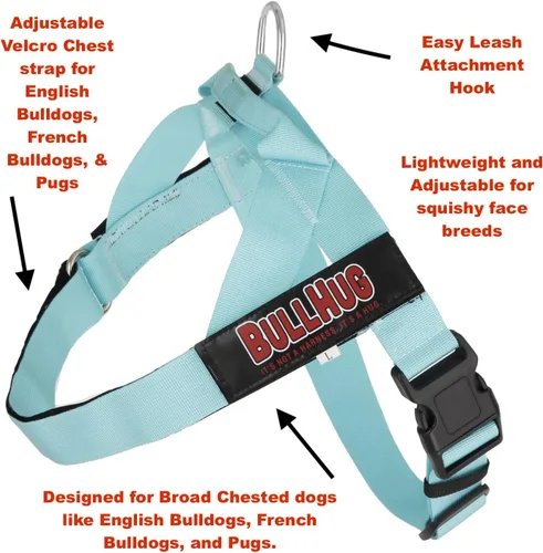 Miniatura 4 de Arnés ajustable para perros BullHug – sin tirones, sin ahogo – para bulldogs ingleses, bulldogs franceses, carlinos y razas de pecho ancho – paseos