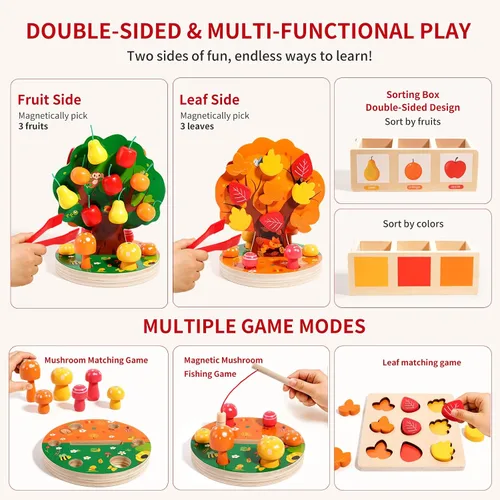 Miniatura 4 de INIFEIDALA Juguetes Montessori para niños de 3, 4, 5 y 6 años - Juguete sensorial de madera para niños pequeños - Rompecabezas de clasificación