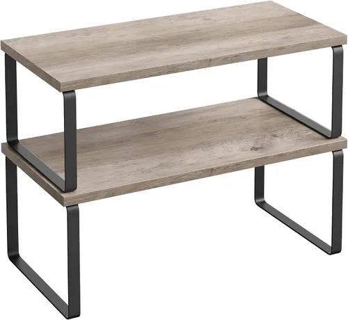 Miniatura 21 de SONGMICS Estante Organizador de Gabinete, Juego de 2 Estantes de Encimera de Cocina, Almacenamiento de Cocina, Estante de Especias, Apilable