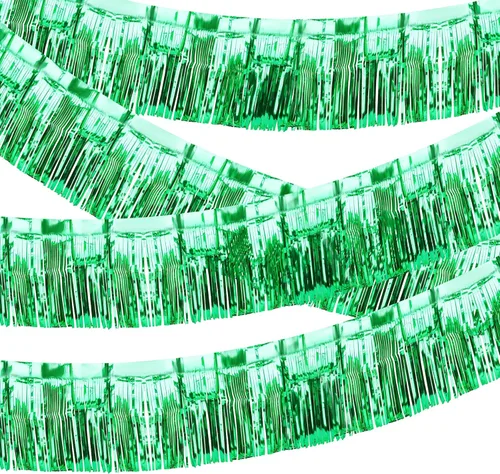 Miniatura 16 de Paquete de 4 cortinas flotantes negras con flecos, guirnalda de flecos metálicos con borlas brillantes, decoraciones flotantes para remolque
