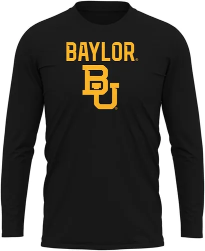 Miniatura 199 de Camisa deportiva de manga larga oficial de la NCAA Collegiate para hombre, colección negra con logotipo primario